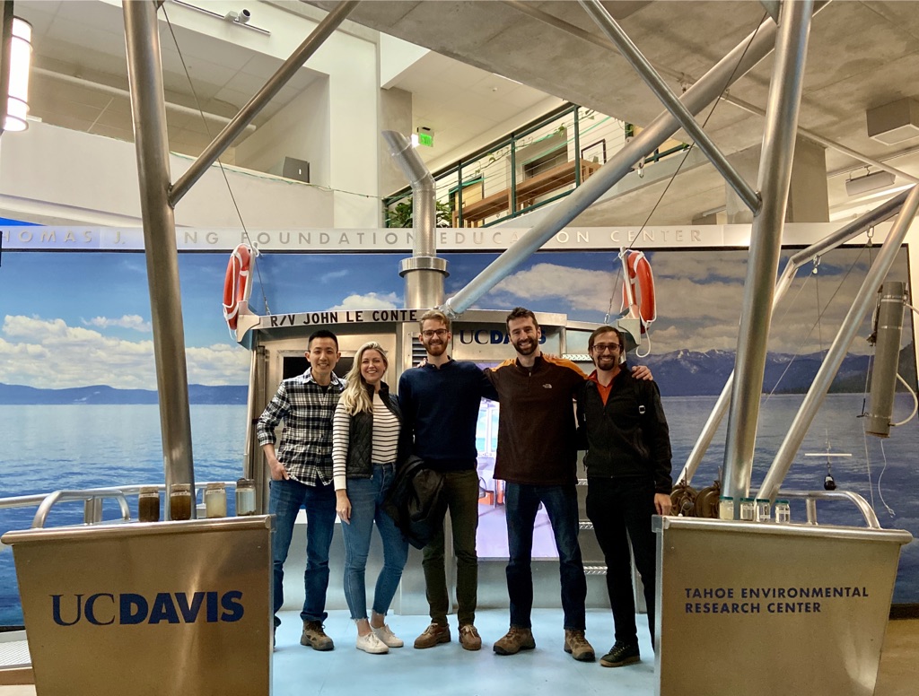 graduate students aboard a vessel in Lake Tahoe UC Davis