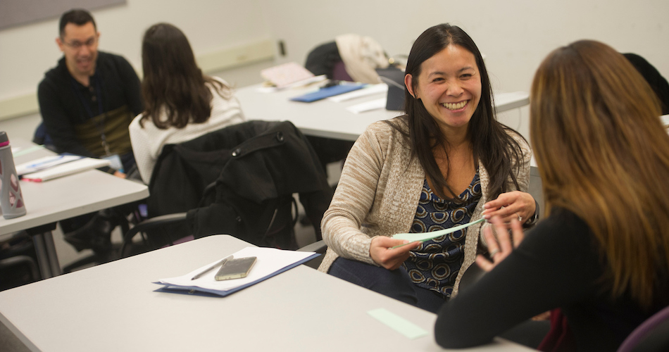 5.	Hong Dao, Student affairs officer for the College of Agricultural and Environmental Sciences participates in a role playing exercise during a Professional Development workshop for academic advisers in Hoagland Hall on Novemeber22, 2016. Karin Higgins/UC Davis