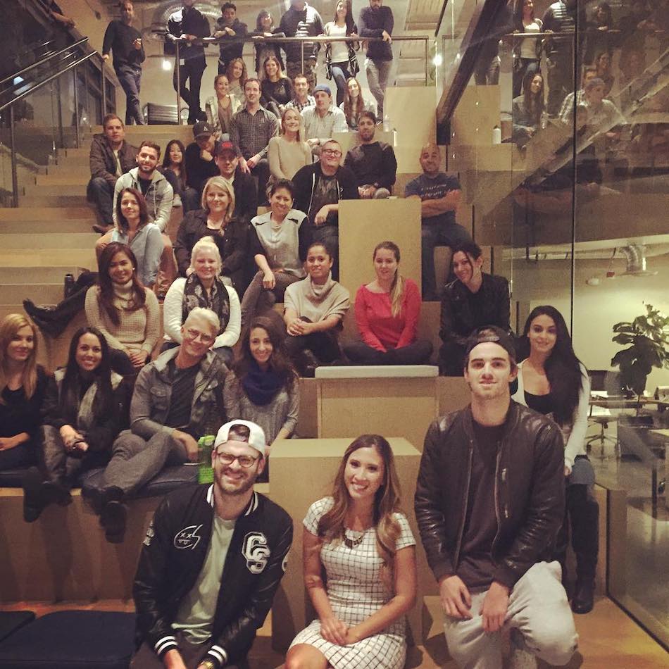 At the Hakkasan Group Office in Las Vegas with GRAMMY-award winning artists The Chainsmokers. (I'm wearing a hat further up the staircase)