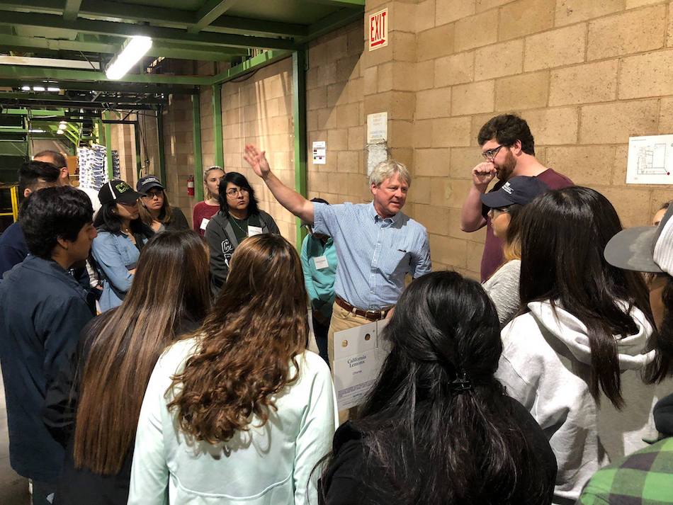Students on the Western Growers Trek to the Imperial Valley learning about agriculture careers, meeting with Alumni Franz De Klotz, Vice President at Richard Bagdasarian and UCD Alumni.  Photo courtesy of Lynn Fowler, Career Advisor, UCD. 