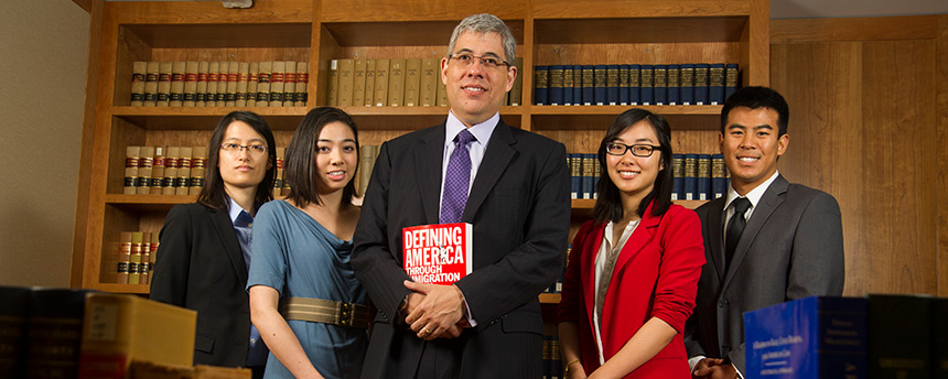 UC Davis law students gather for a photo with their professor, Jack Chin 