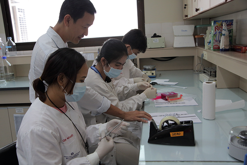 Lab technicians with PREDICT-Cambodia