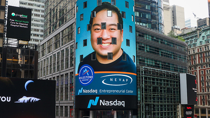 Ben Wang on Nasdaq building