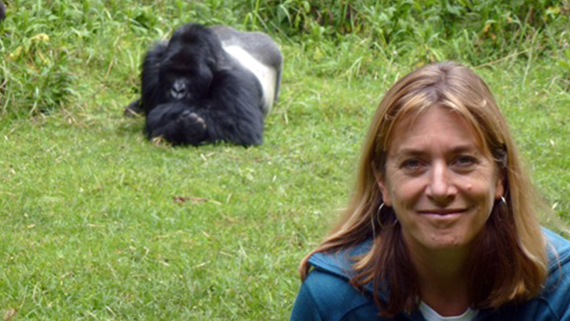 Kirsten Gilardi with gorilla in background