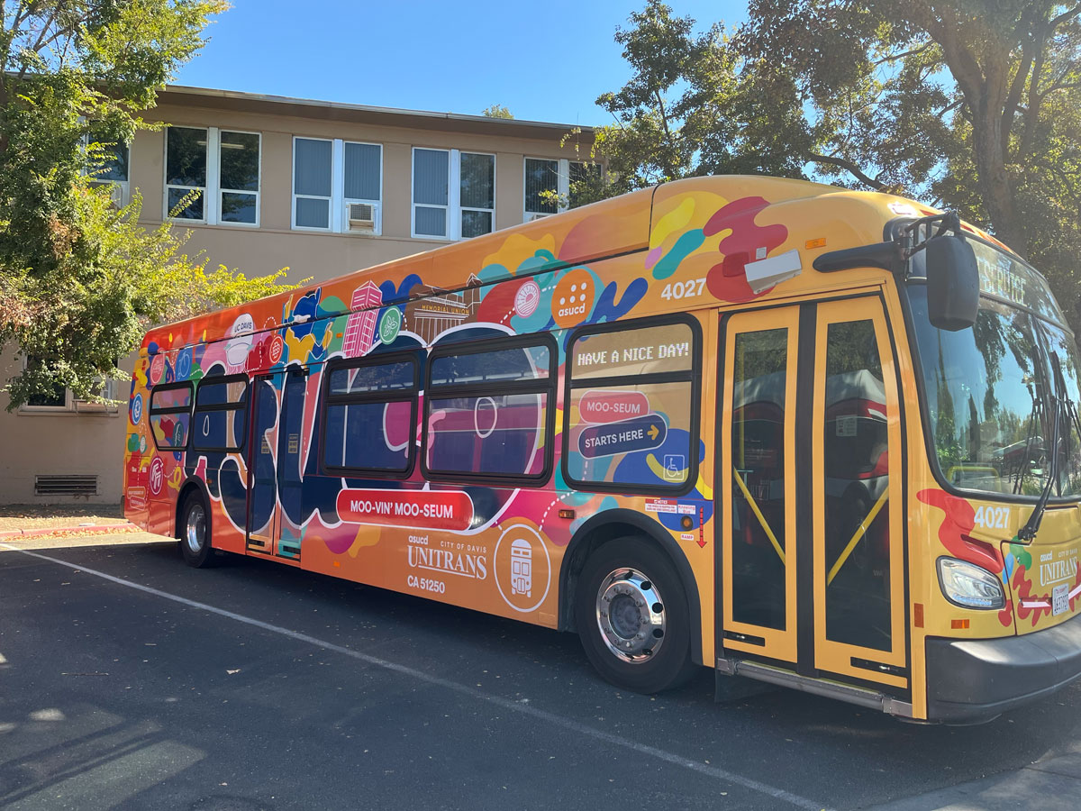 Unitrans bus painted with artwork