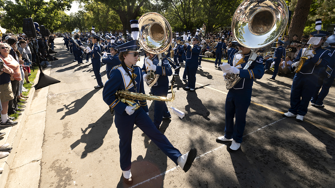 The UC Davis Marching Band performs at Picnic Day
