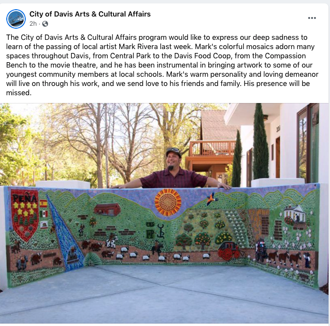 Facebook post of artist and mural