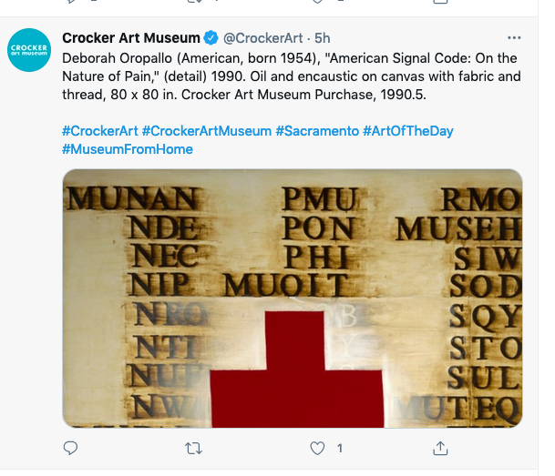 Tweet from the Crocker Art Museum showing art.