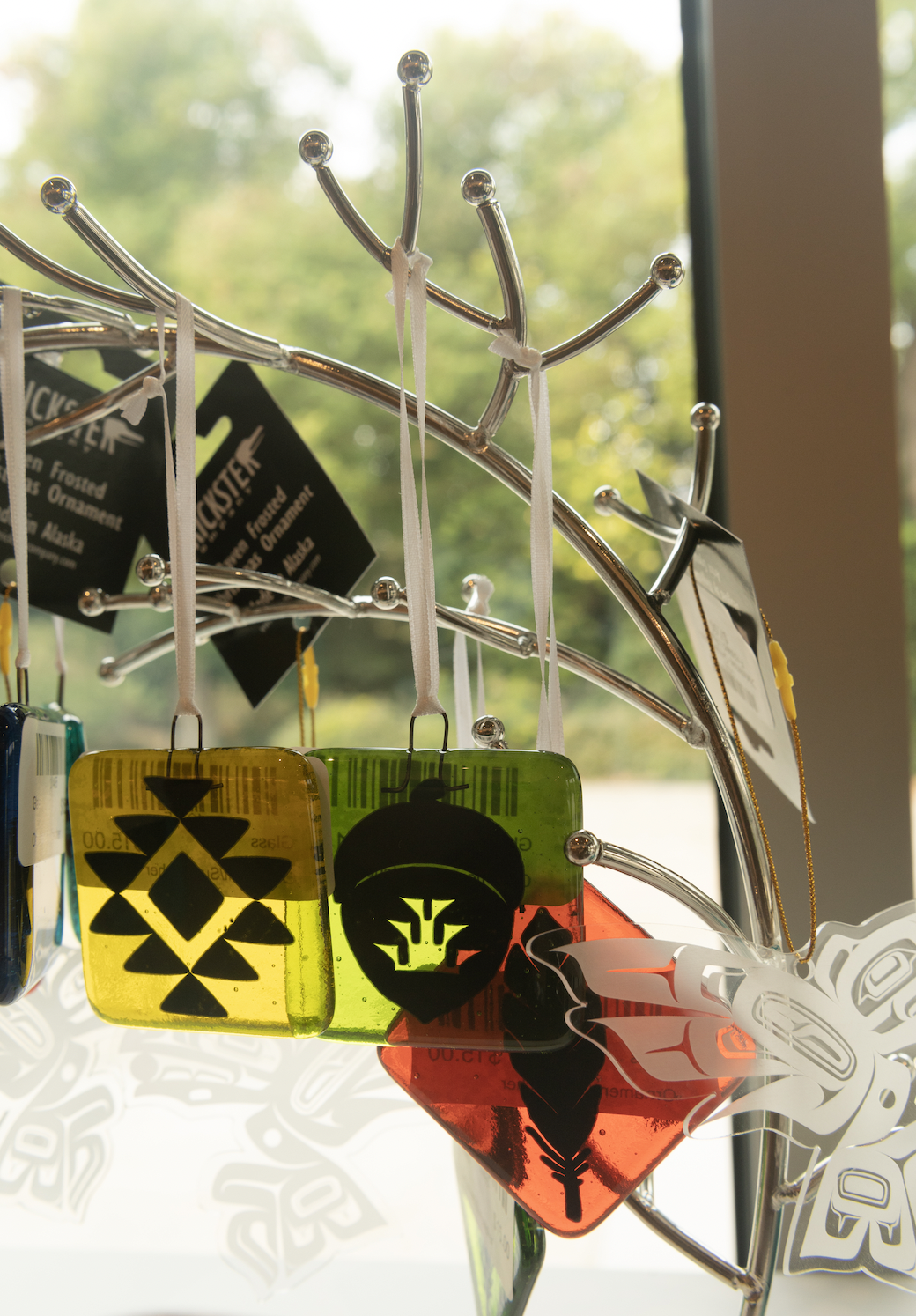 Glass keychains available for purchase at the Gorman Museum of Native American Art (Gregory Urquiaga/ photography). 