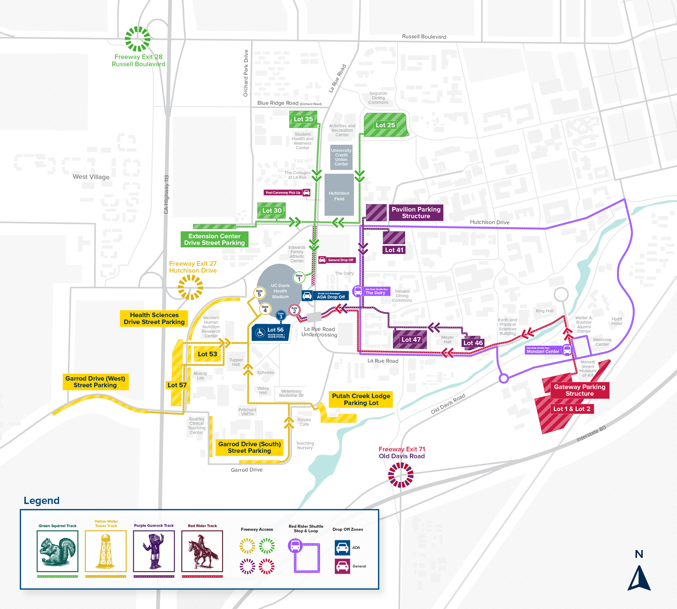 Color-coded commencement parking map