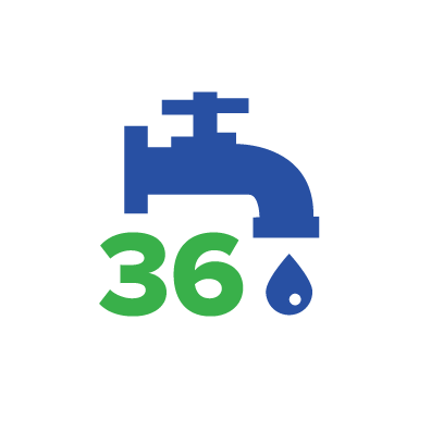 Graphic: Water faucet with "36" and a drop of water