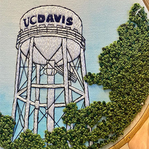 An embroidered water tower