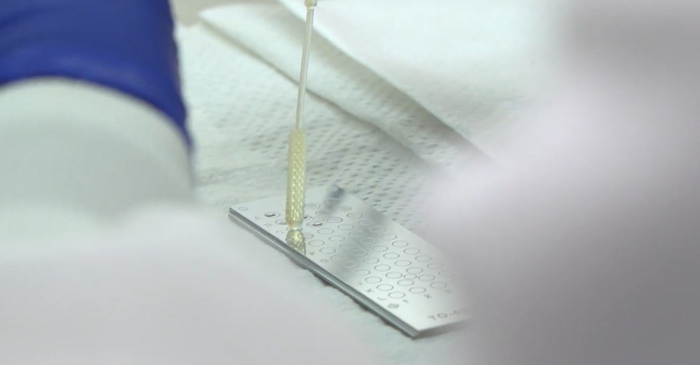 Swab samples are placed on target plate.