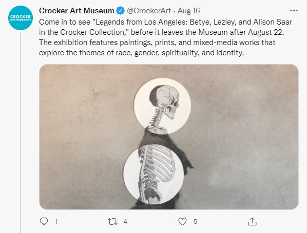 Tweet of artwork at the Crocker