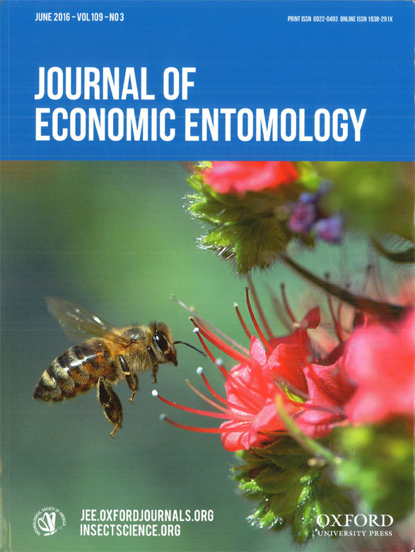 Journal cover (Journal of Economic Entomology), featuring photo of honeybee