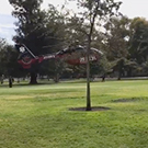 Helicopter landing on the Quad.