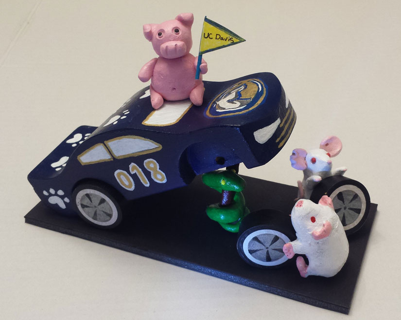  Toy car with animal models as mechanics.