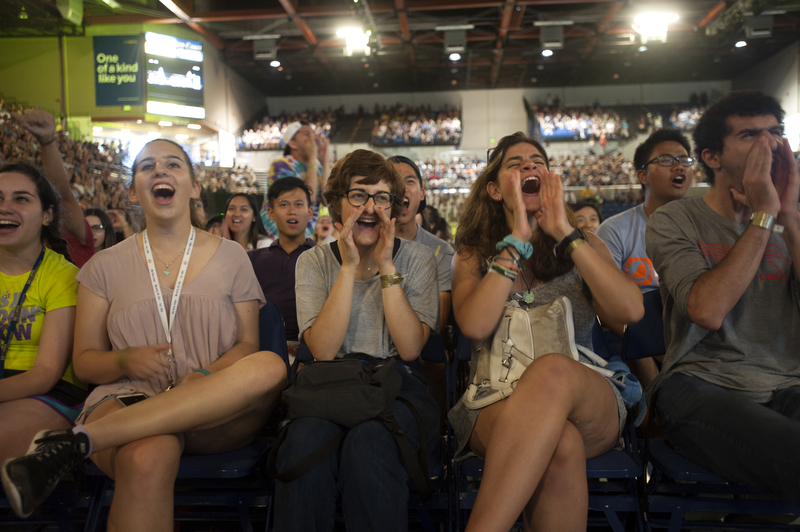 Students cheering.