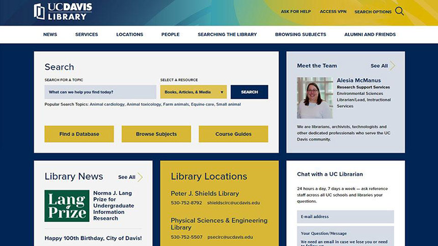 The new library website.