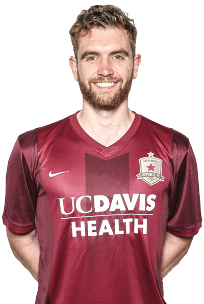 Peter McGlynn in Sac Republic/UC Davis Health home jersey, red, for 2017