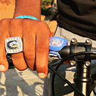 Championship ring on bicycle