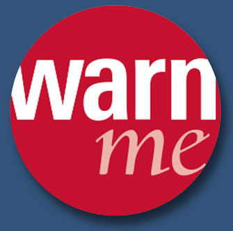 "WarnMe" on red button (logo)