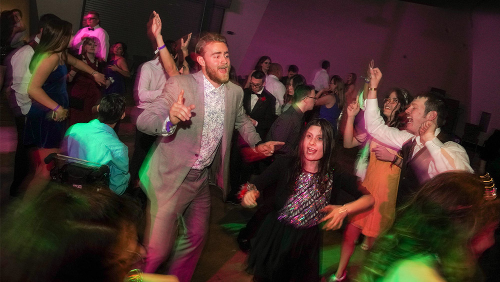 Student Brock Johnson dancing at Shining Stars prom