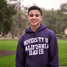 Student in UC Davis sweatshirt