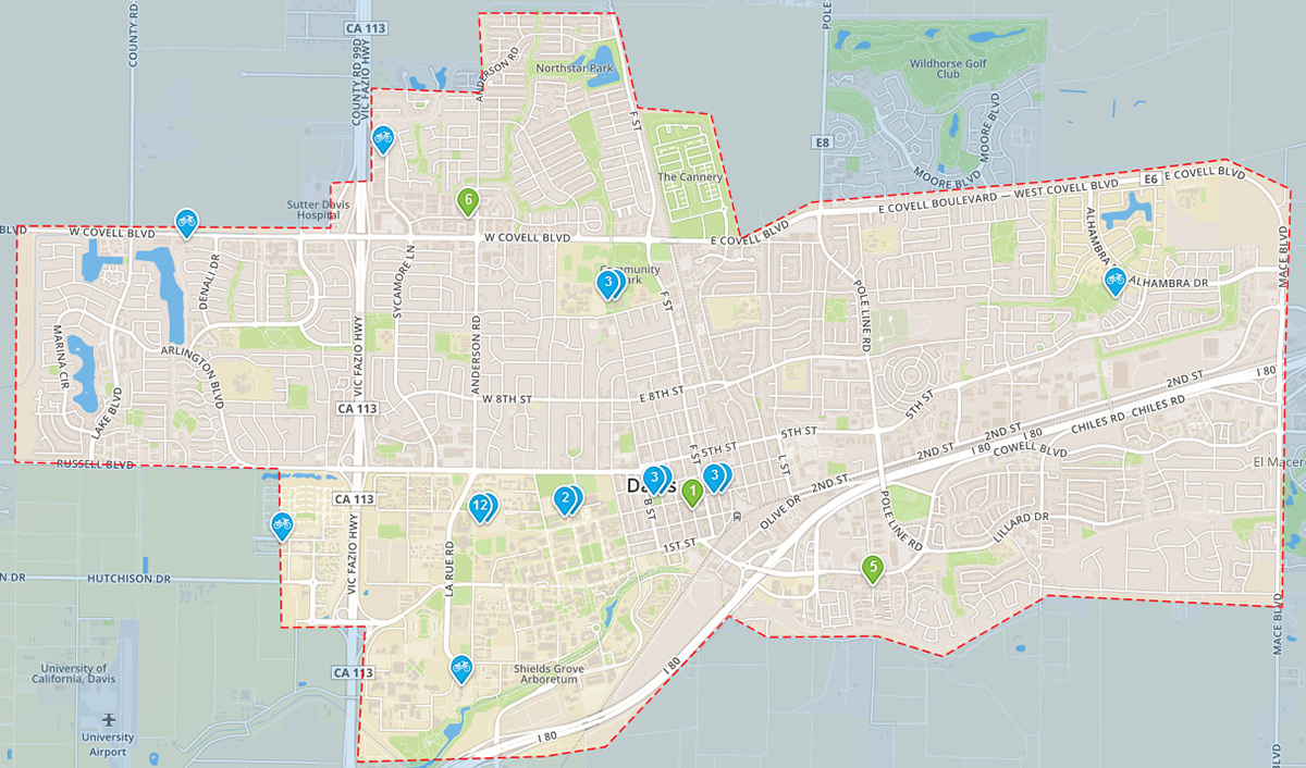 JUMP Bike Davis service area map