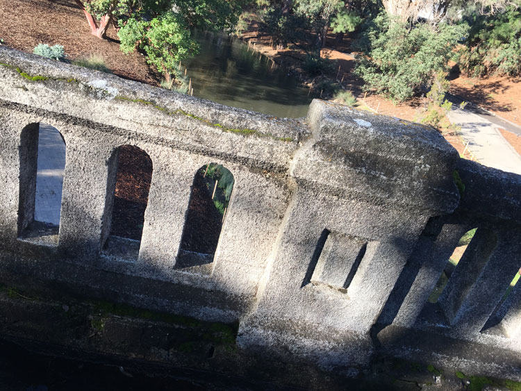 Concrete bridge railing, detail