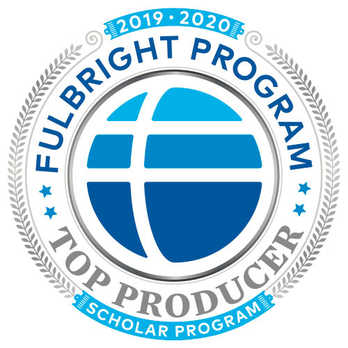 Fulbright Scholar Program circular logo, including designation "Top Producer"