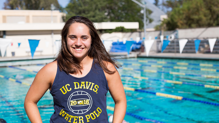 Sofia Caryotakis, member of the UC Davis Women's Water Polo Team
