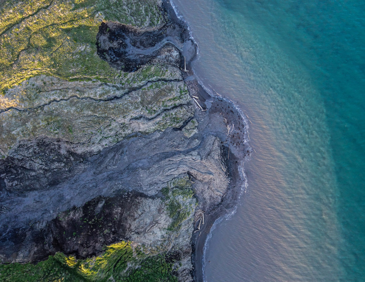 Drone-captured image of permafrost thaw in Arctic