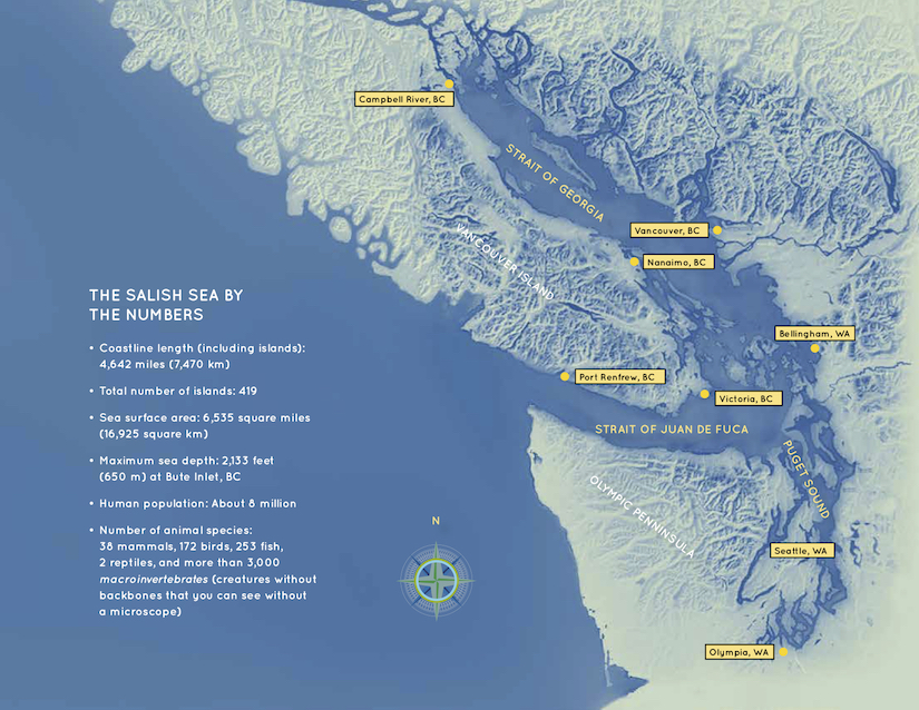 Map of Salish Sea in Washington and British Columbia