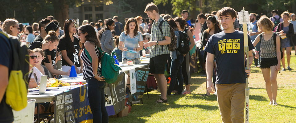 Many different clubs recruit new students on the UC Davis Quad.