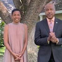 Chancellor Gary May and LeShelle standing in a yard in front of a big tree