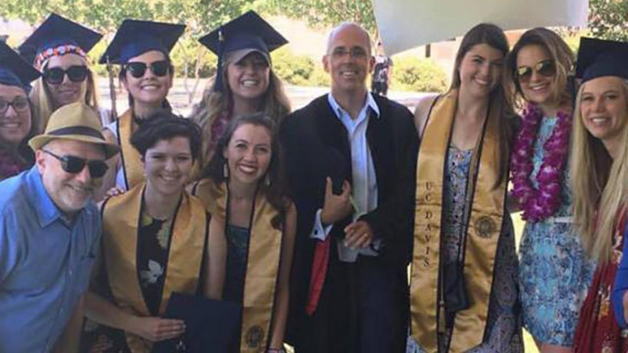 David Rizzo (left) with some graduating Global Disease Biology students from the class of 2017. 