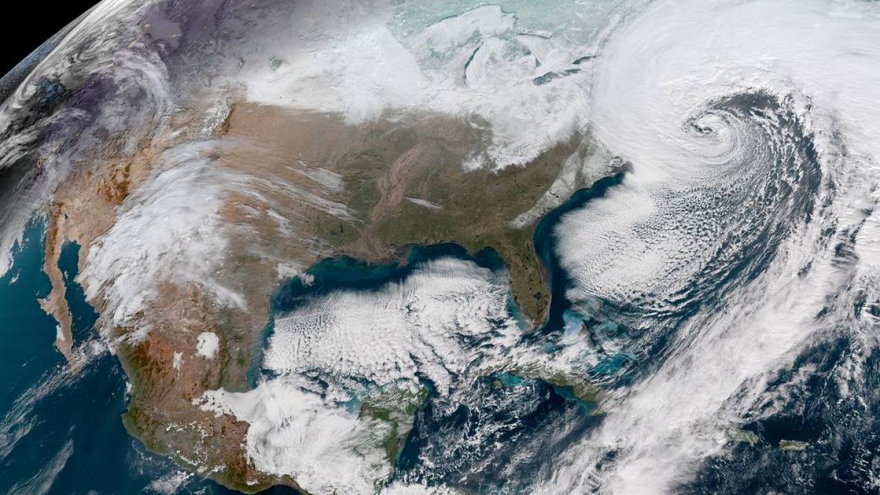 Geocolor Image From NOAA&rsquo;s GOES-16 Satellite of Powerful East Coast Storm