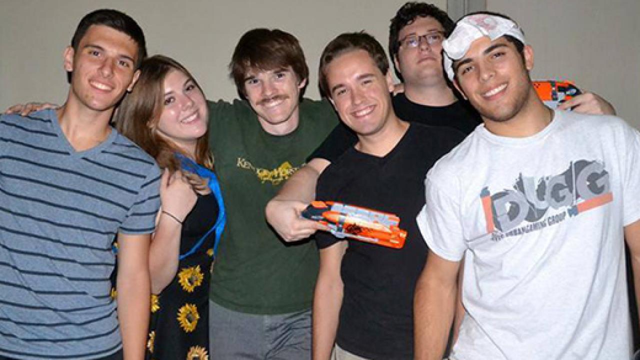 Six people with a Nerf gun.
