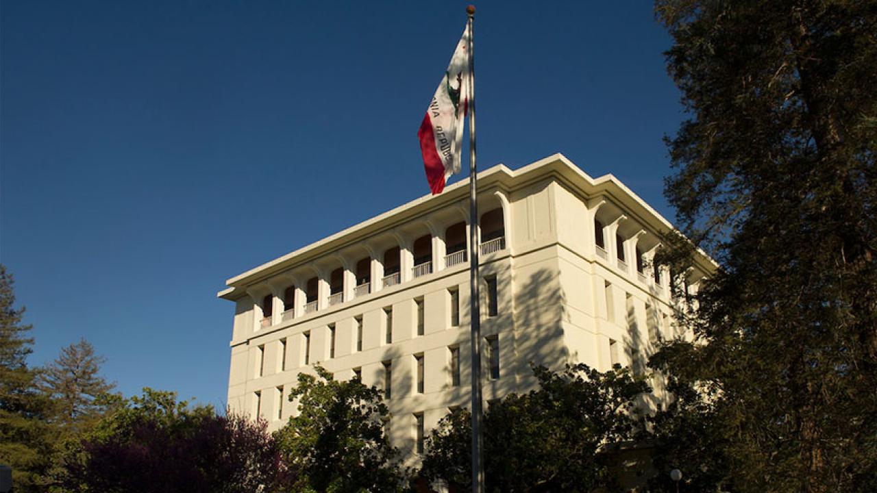 Mrak Hall and California Flag
