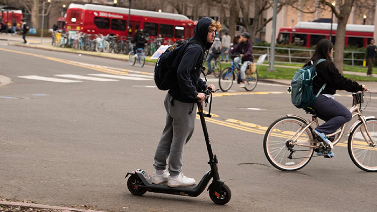 Bikes and scooters share the road