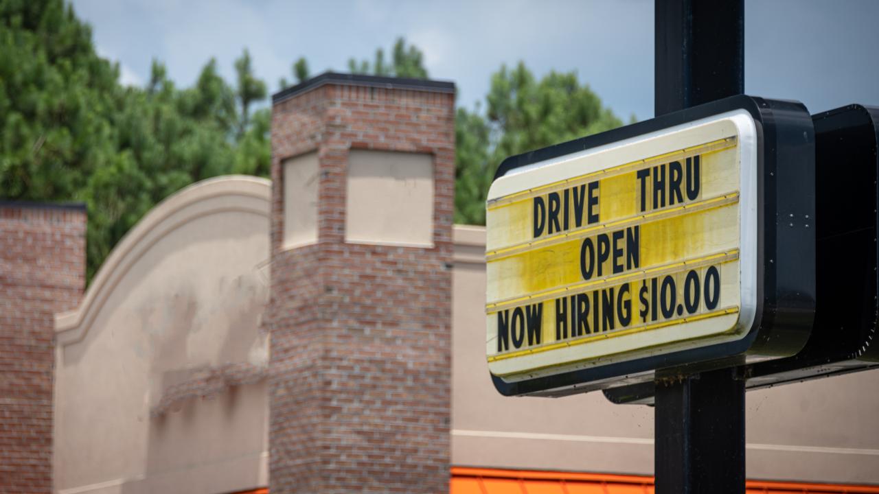 For-hire sign on fast-food establishment 