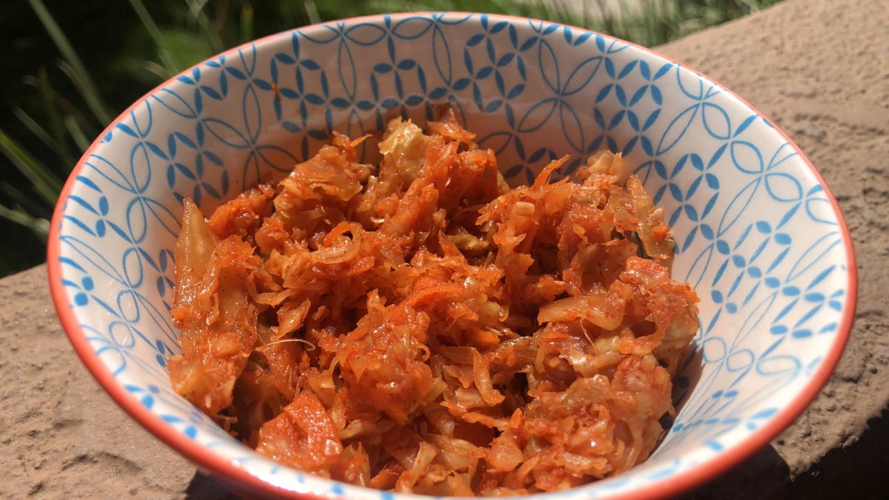 Bowl of vegan kimchi