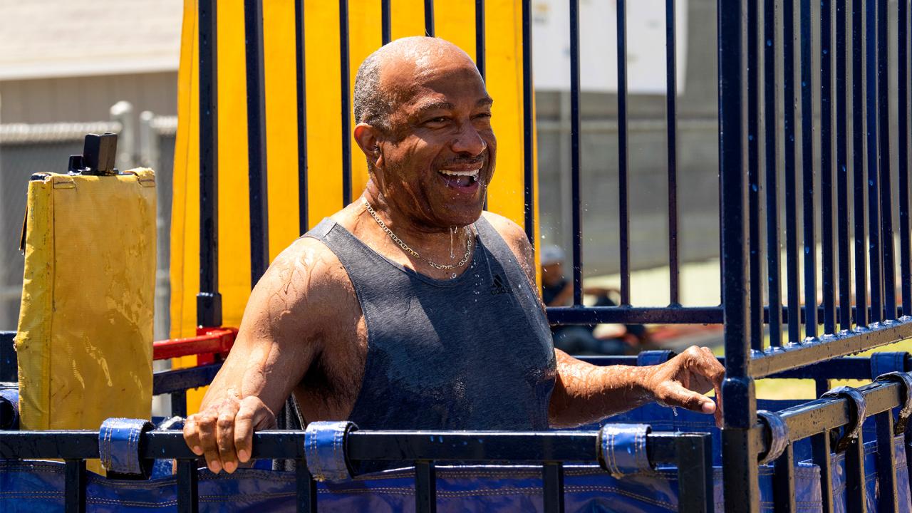 Chancellor Gary S. May in the dunk tank