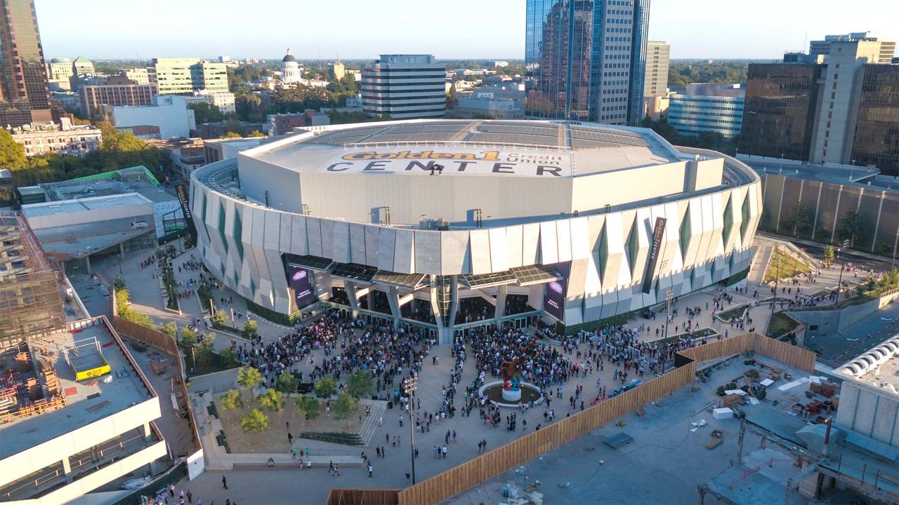 Aerial photo of the Golden 1 Center 