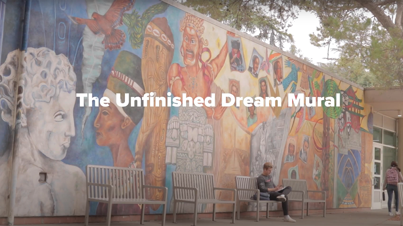 Photo of the Unfinished Dream Mural, outside the MU