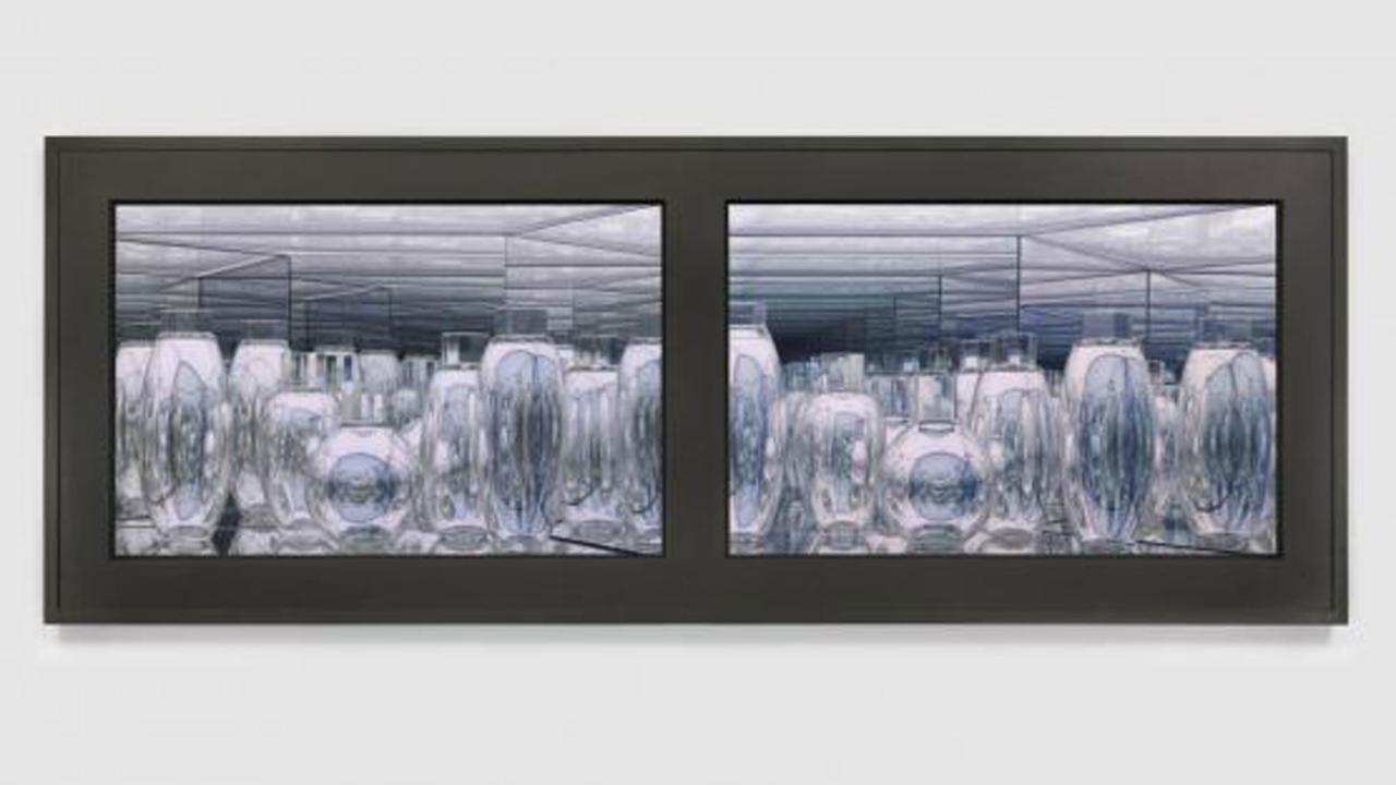 Photos of blown glass with black frame