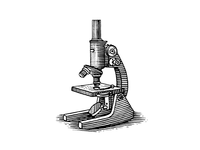 A woodcut illustration of a mircroscrope