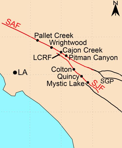 Map of earthquake faults in Southern California