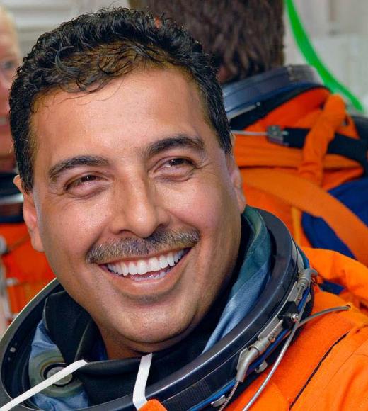 Astronaut Jose Hernandez in space suit.